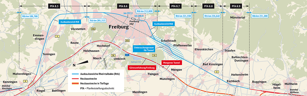 Bahnstrecke Karlruhe-Basel - Karte