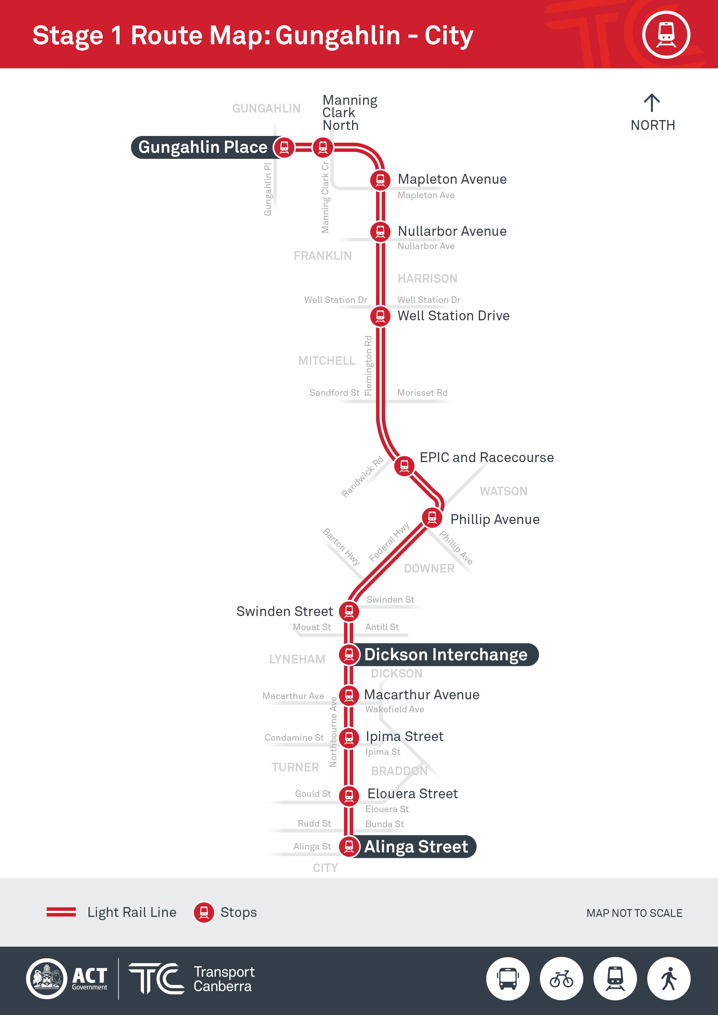 Light Rail in Canberra - Route Map