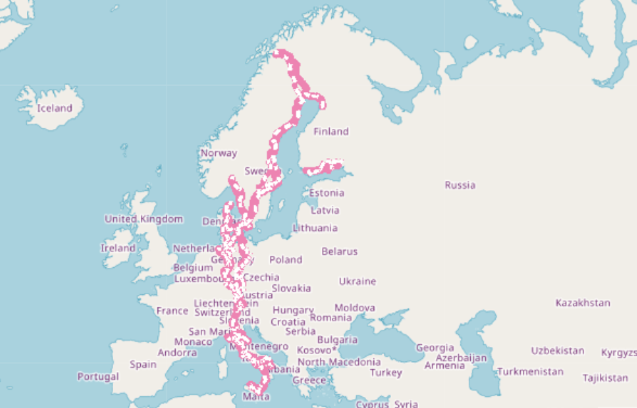 Schienennetz Europa - European Year of Rail 2021 - TEN - Skandinavien-Mittelmeer-Corridor Karte