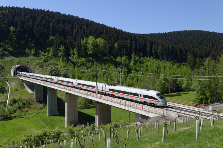 ICE T class 411 on the high-speed line Ebensfeld - Erfurt through the Thuringian Forest.