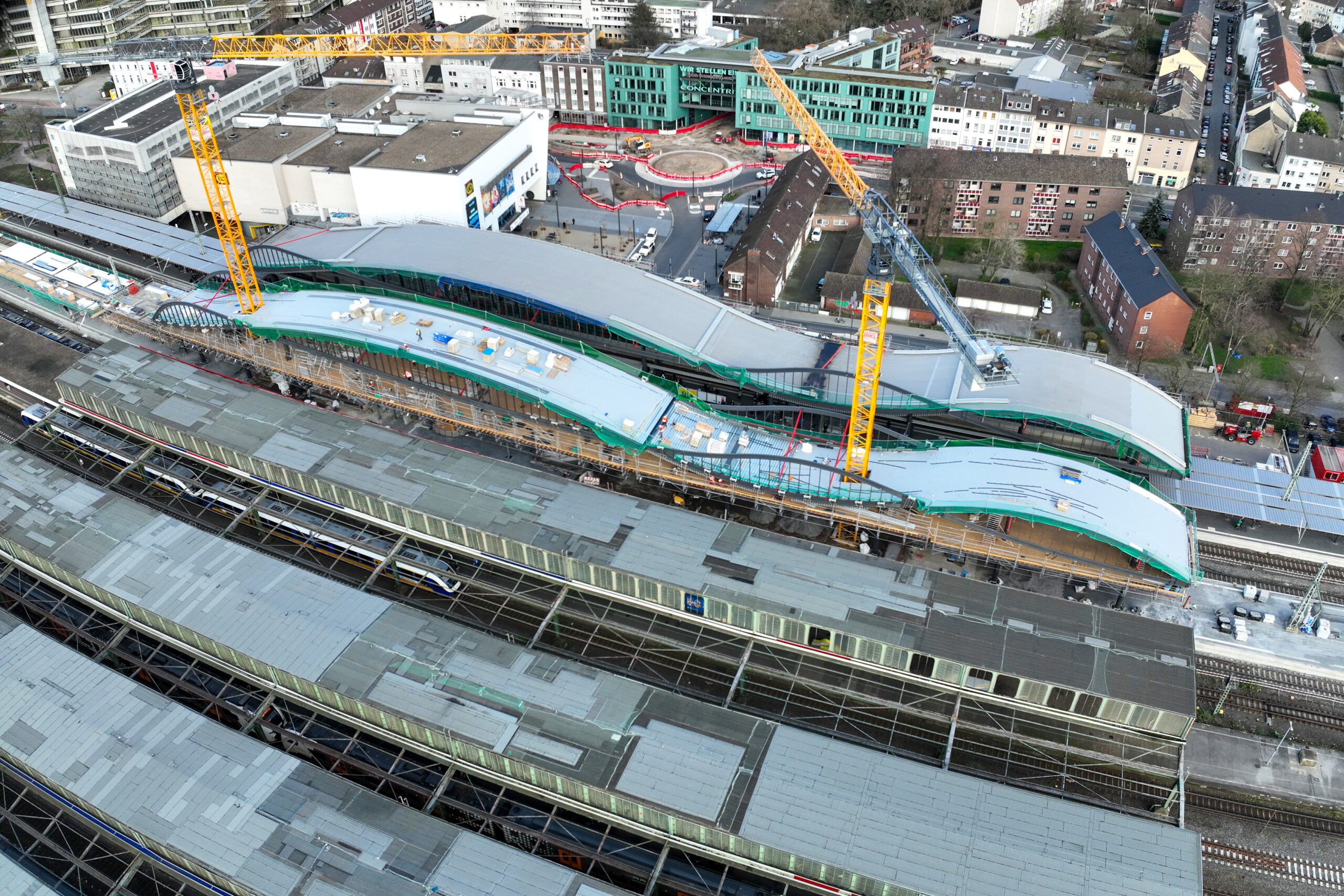 Reconstruction work of Duisburg main station from above